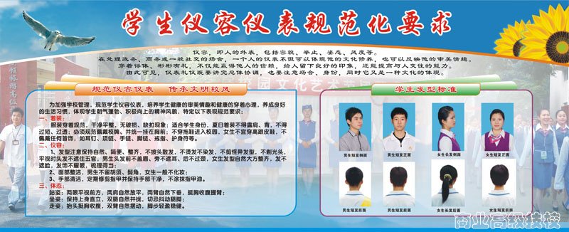 学生科出版的学生仪容仪表规范化要求板报2